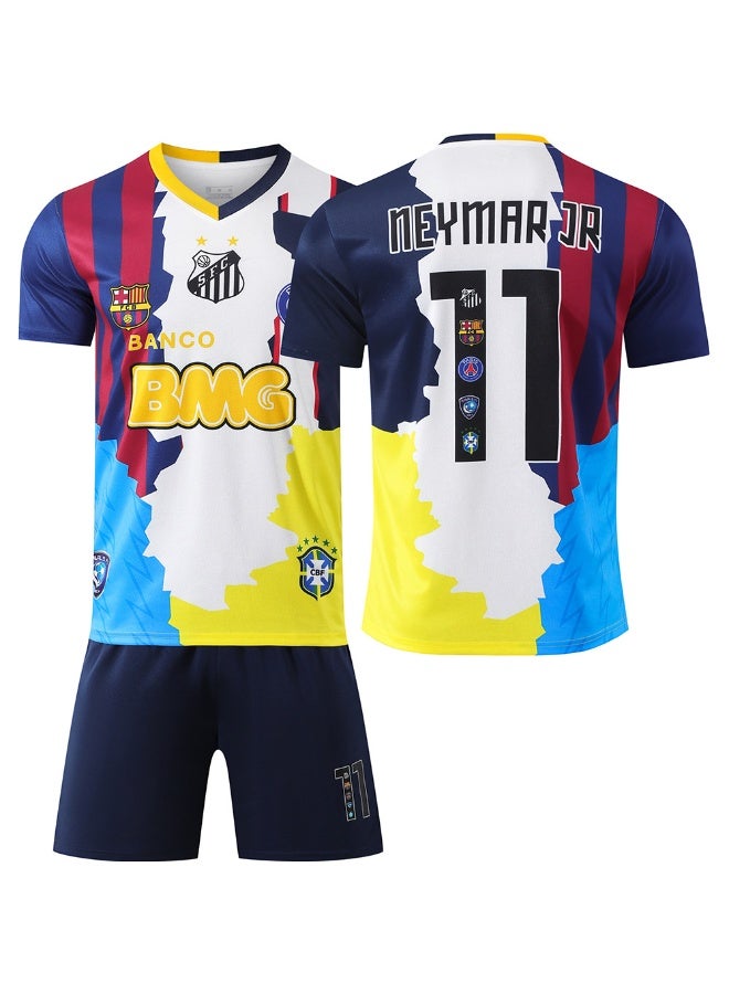 Barcelona FC 2025-2026 Barcelona Commemorative Football Uniform #11 NEYMAR JR football Jersey Shorts Set Children's Size and adult Size Gifts for fans and friends - Image 1